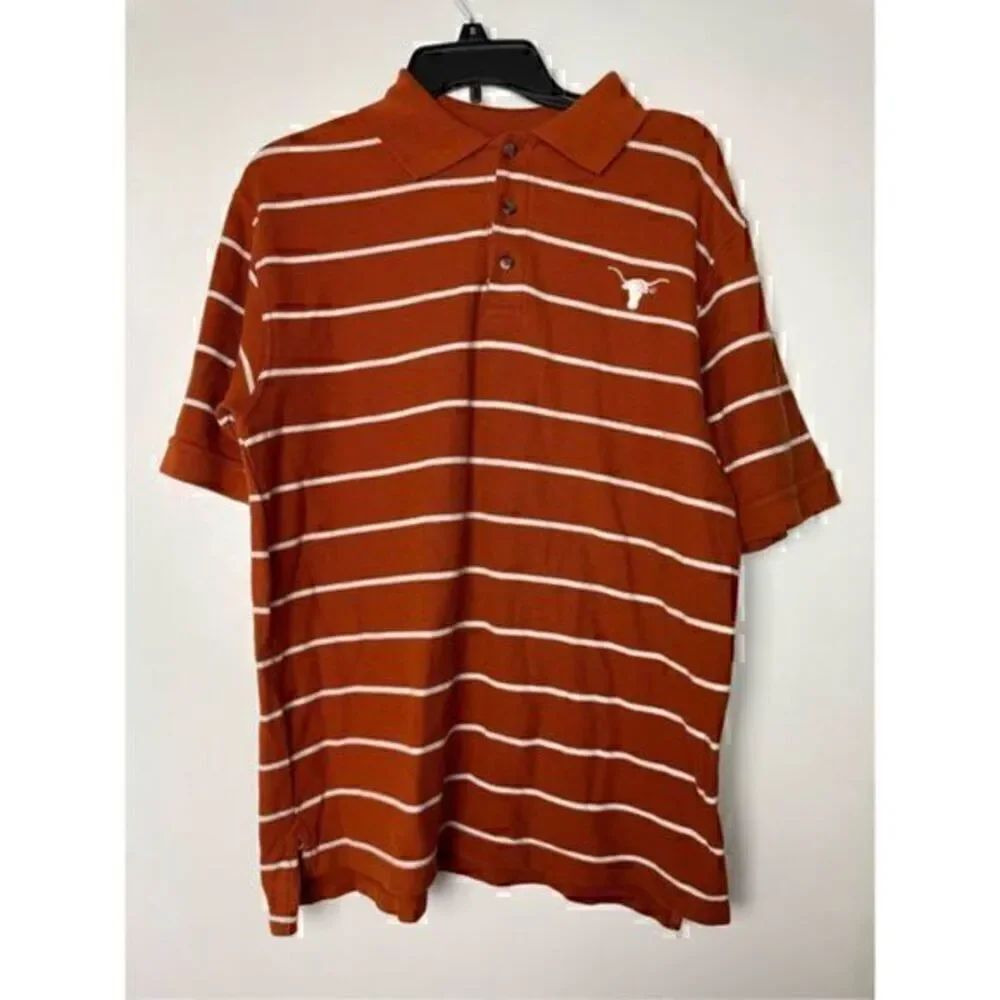 Mens Burnt Orange & White Longhorn Collar Shirt Size Medium